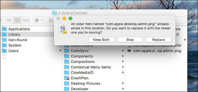 Подтверждение замены файла в /Library/Caches