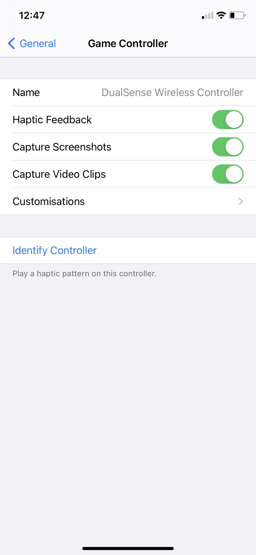 Настройки контроллера iOS
