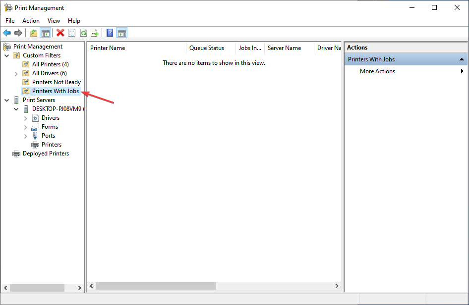 Принтеры с текущими заданиями печати