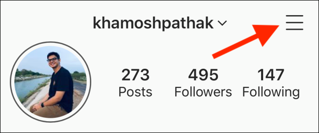 Нажмите на кнопку меню в профиле