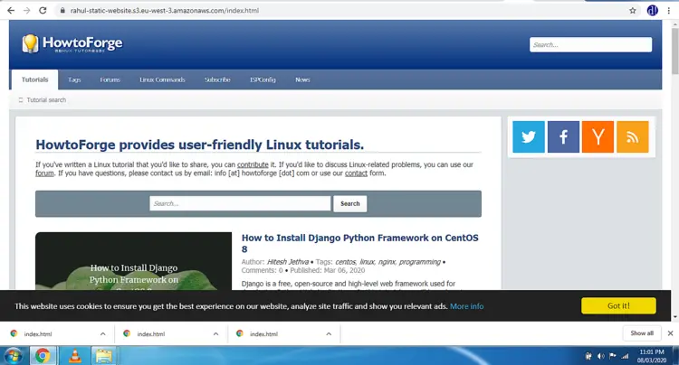 Просмотр статического HTML-страницы в браузере