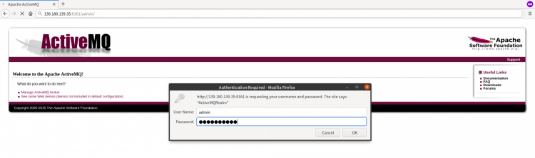 Страница входа в Apache ActiveMQ