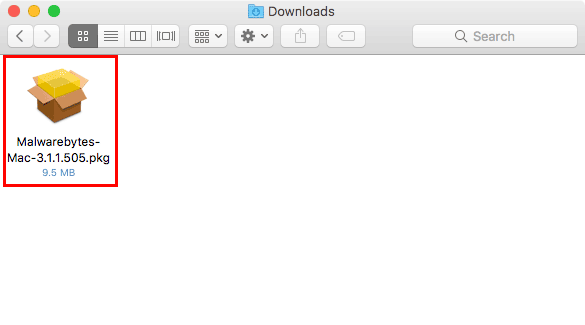 Файл установщика Malwarebytes в папке Загрузки