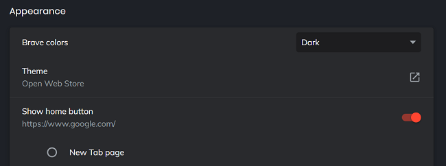 Тёмный интерфейс Brave на десктопе.