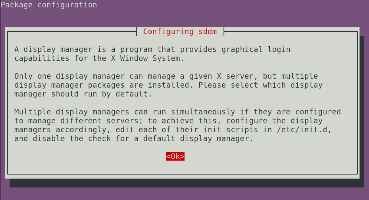 Окно конфигурации SDDM при установке