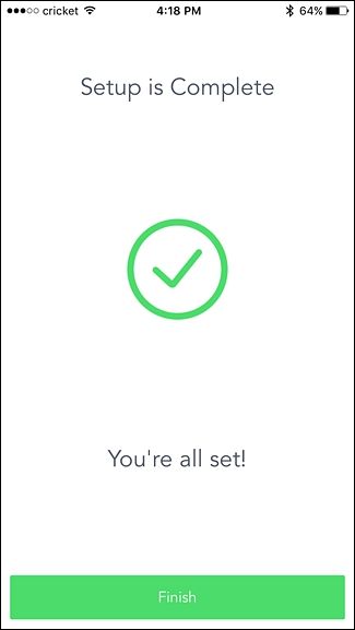 Экран завершения настройки системы Abode
