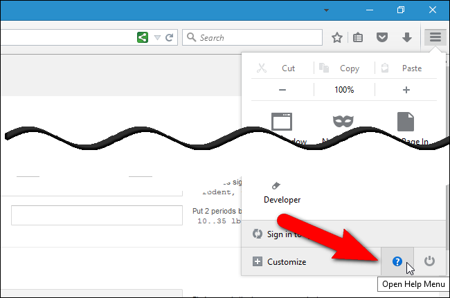 Кнопка открытия справки в Mozilla Firefox