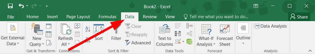 Вкладка «Данные» в ленте Excel