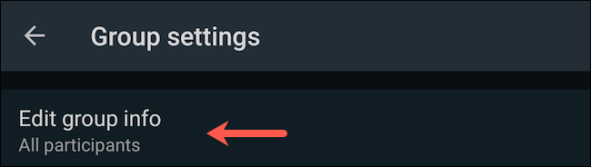 Настройка редактирования данных группы в WhatsApp