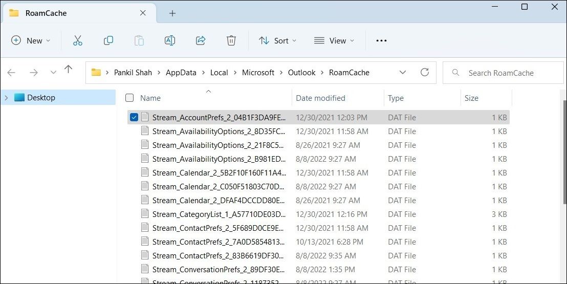 Удалить кэш Outlook