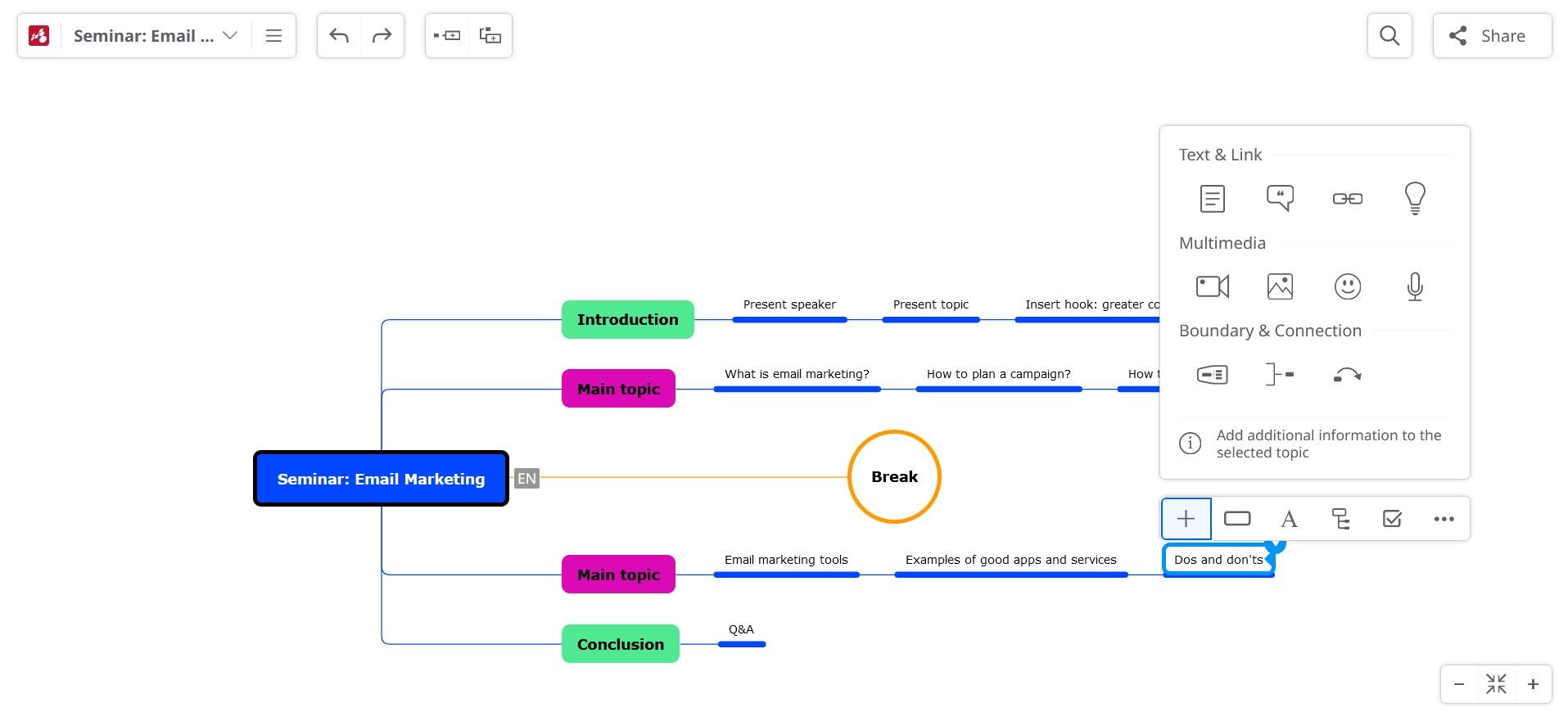 Designing Mind Map on Mindomo Google Docs Extension