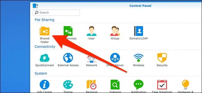 Меню создания общей папки: команда 'Create'