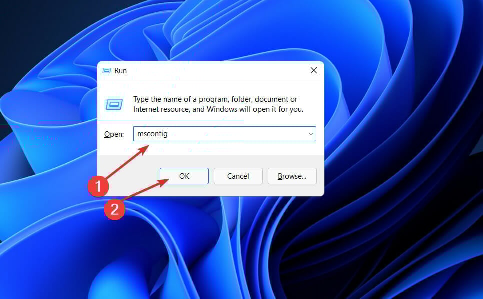 Окно Выполнить: msconfig