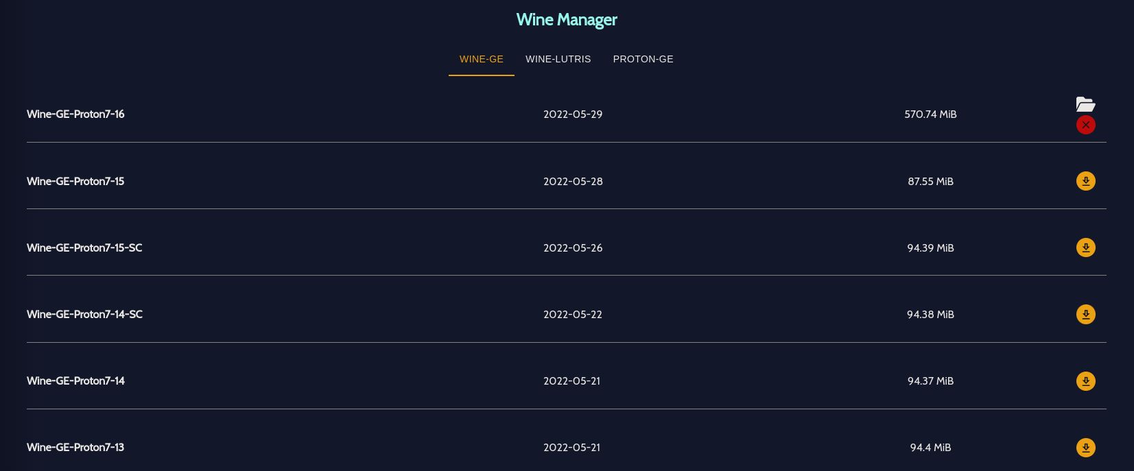 Загрузка Wine/Proton в Heroic
