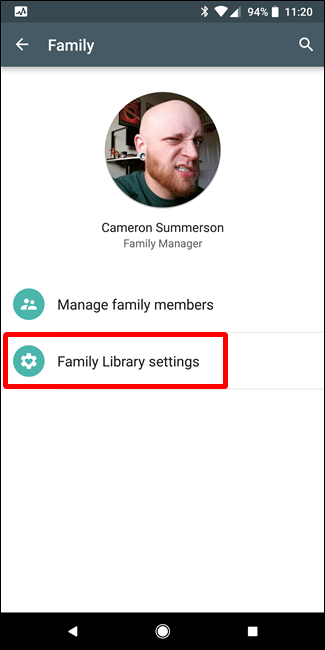 Настройки добавления контента в Семейную библиотеку