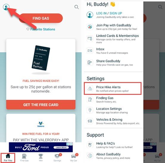 Уведомления о повышении цен в профиле приложения.