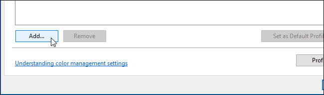 Кнопка добавления профиля в Color Management