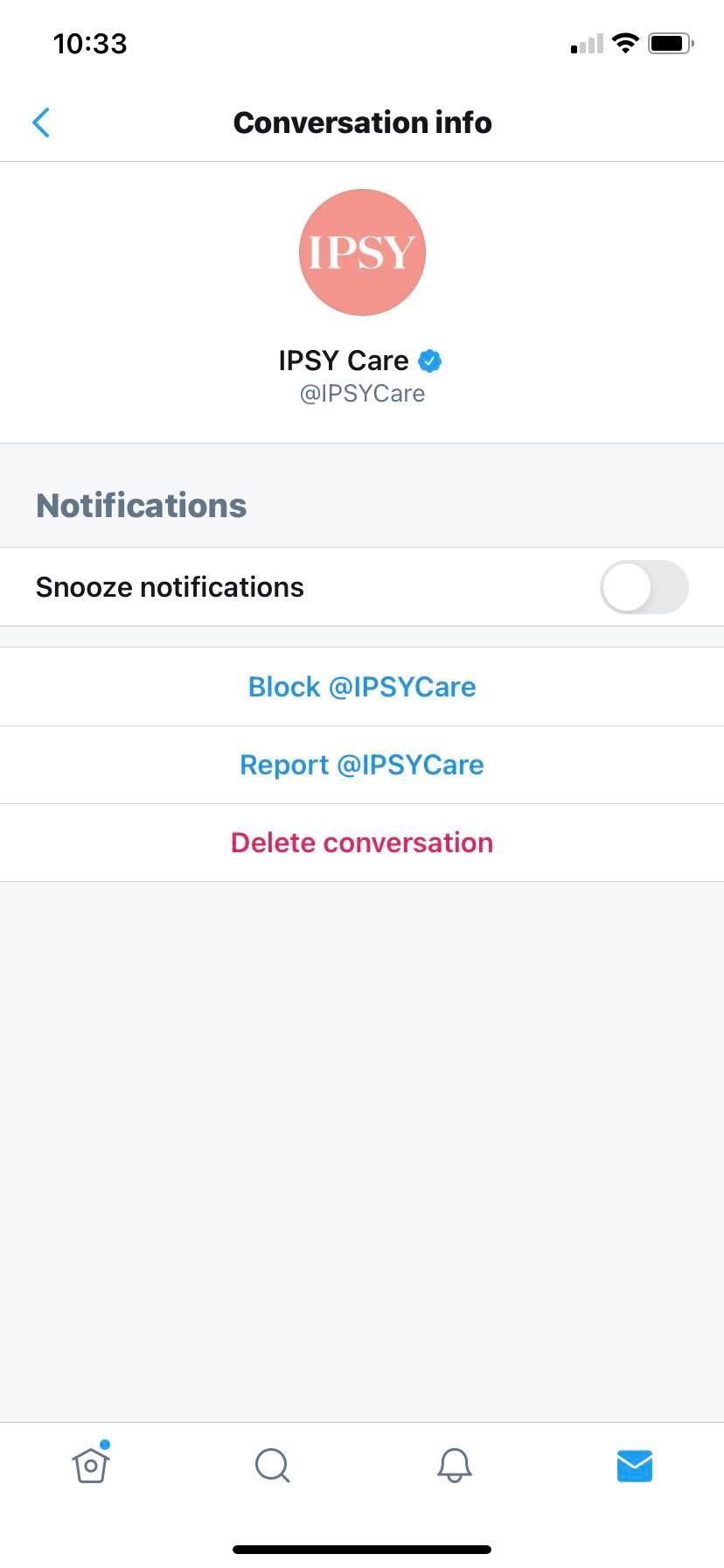 скриншот опции пожаловаться на сообщение