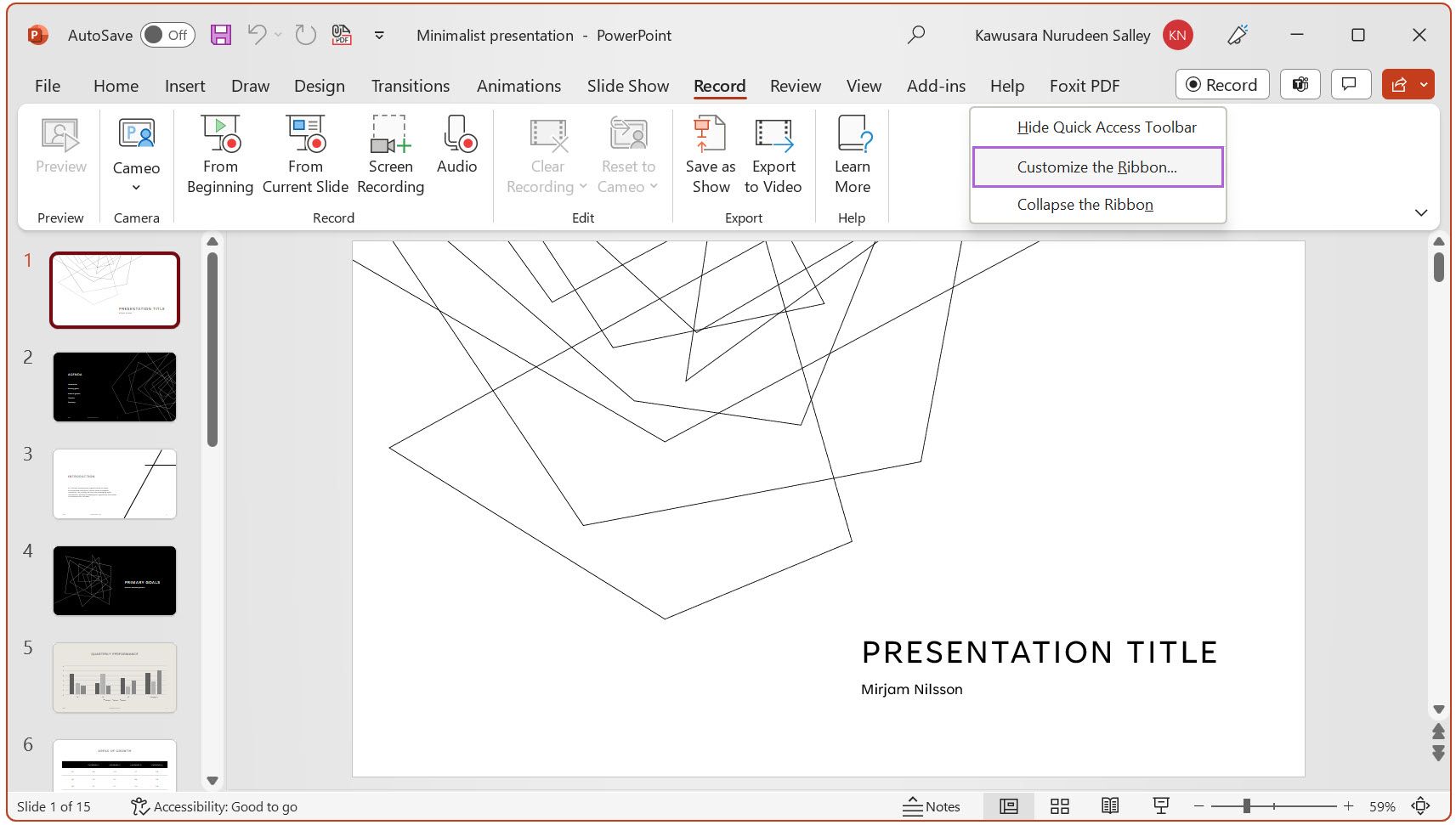 Настроить ленту в PowerPoint