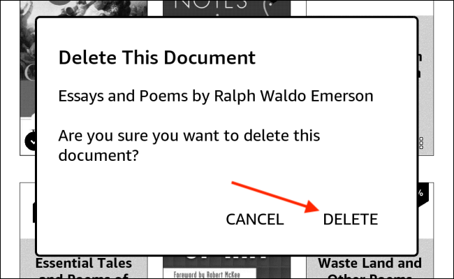 Подтвердите удаление с Kindle