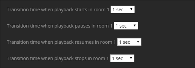 Настройка времени перехода