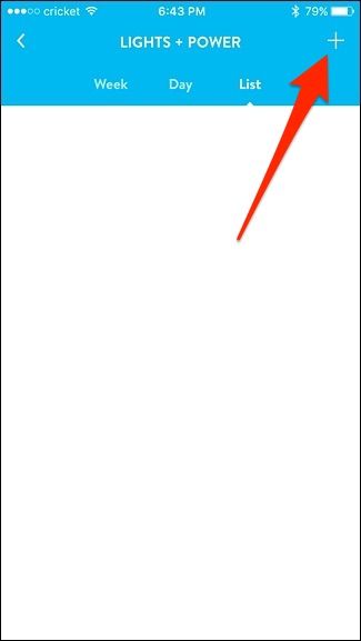 Экран расписаний с кнопкой добавления новой записи вверху справа