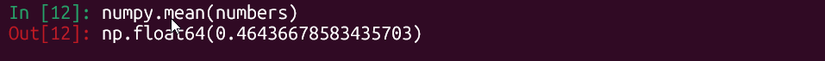 Функция mean библиотеки Numpy в IPython сессии.