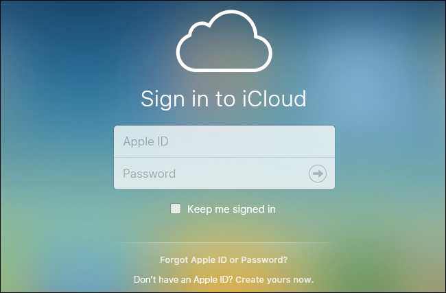 Страница входа в iCloud