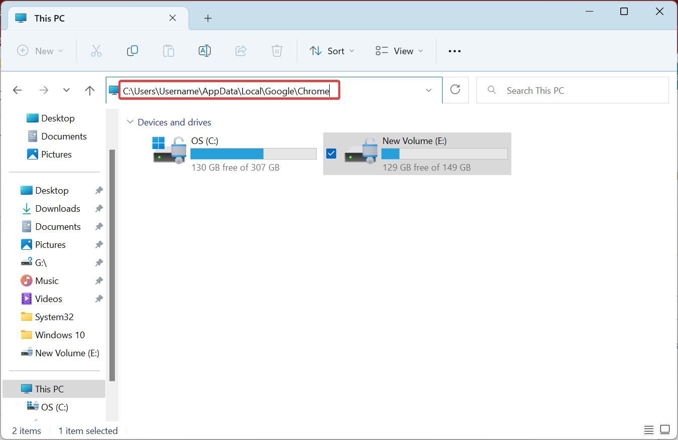 Папка Chrome в AppDataLocalGoogleChrome