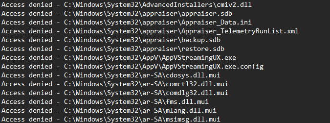 Лог с ошибками Access Denied при выполнении attrib, это нормальная реакция на системные файлы