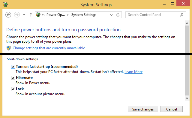 Параметры быстрого запуска Windows 8