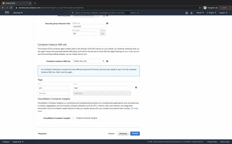 Кнопка создания кластера