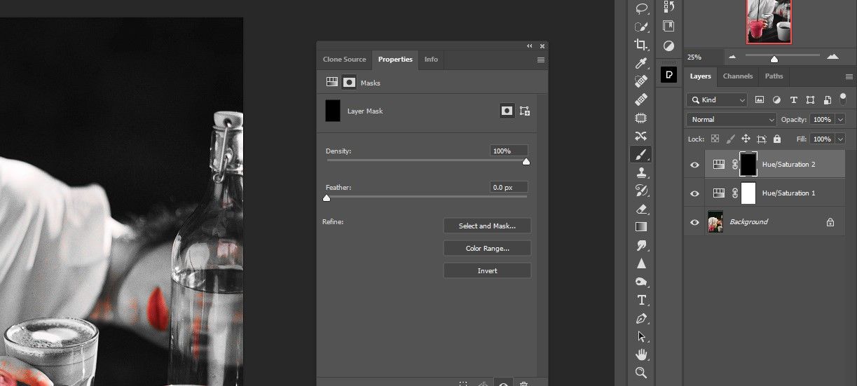 инвертировать маску слоя