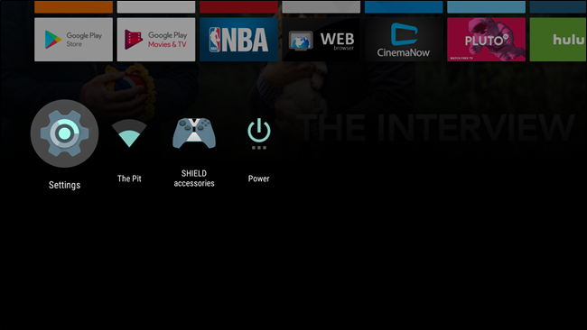 Экран «Настройки» на SHIELD