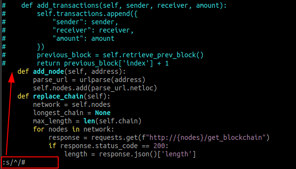 Добавление символов комментария к выделенным строкам