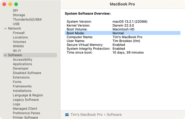 Проверка текущего режима загрузки в Сведениях о системе