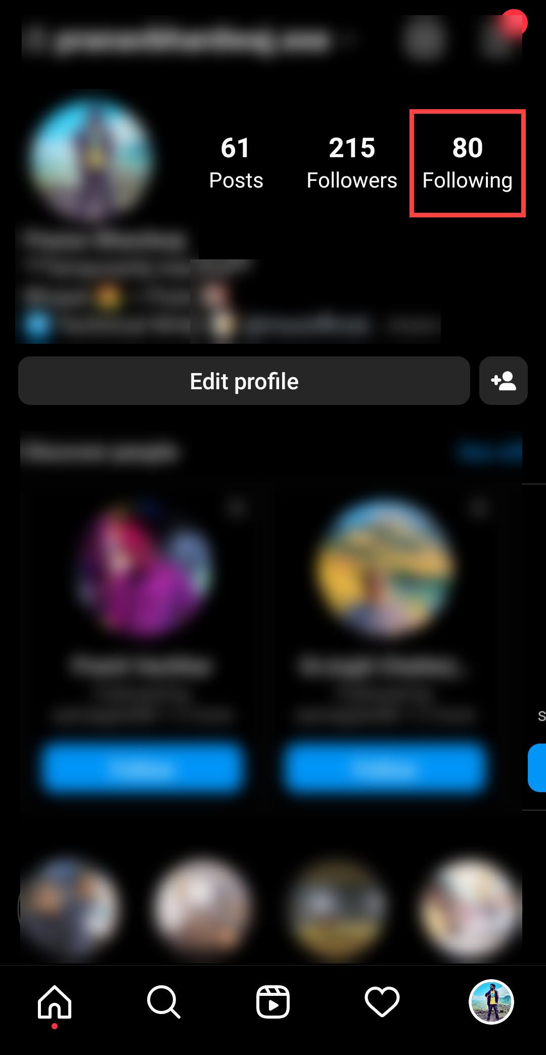 following tab in instagram