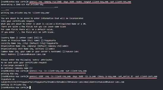 Генерация клиентского сертификата для MySQL