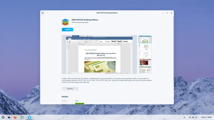 Установка ONLYOFFICE через Zorin OS Software