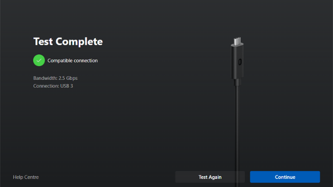 Результаты теста пропускной способности кабеля Oculus Link