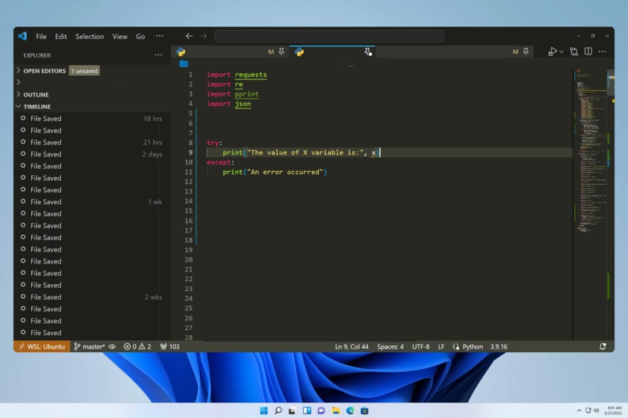 Печать ошибок в Python через try/except