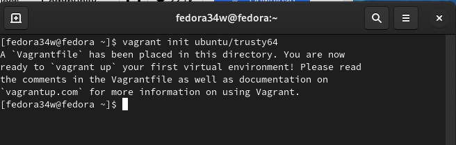 Инициализация Vagrantfile в текущем каталоге