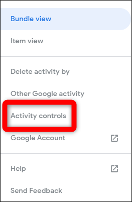 Клик по Activity controls в My Google Activity