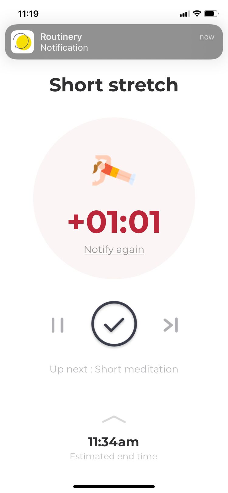 Routinery app notification