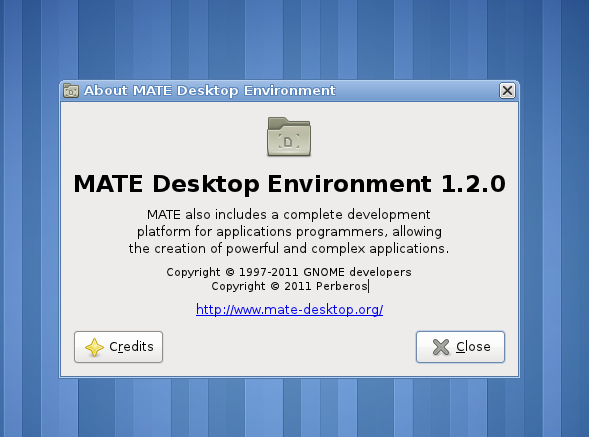 Окно «О программе» MATE с информацией о версии и авторах проекта