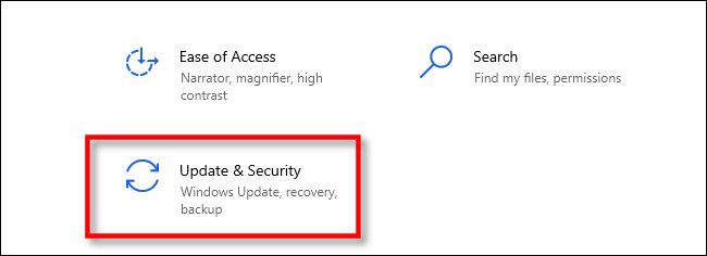 Раздел «Обновление и безопасность» в Windows «Параметры».