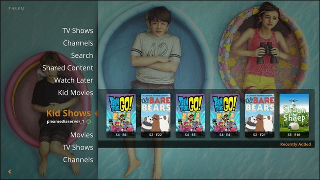 Интерфейс Plex на RasPlex с библиотекой фильмов и сериалов