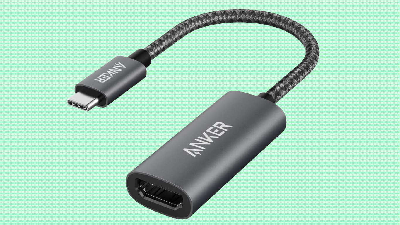 Адаптер USB-C в HDMI на белом фоне