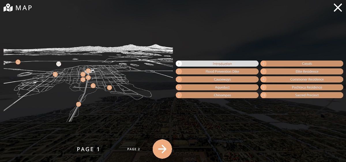 Карта с пронумерованными сценами внутри тура Yorescape