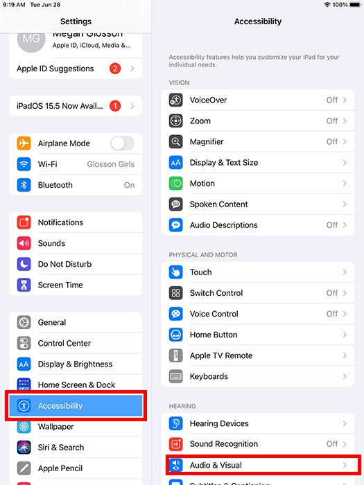 Параметры аудио и визуализации